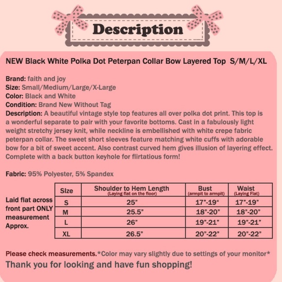 Polka Dots Peterpan Collar Bow Cuffs Layered Top - Picture 8 of 8